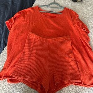 Matching orange free people beachwear set! Knit- so cute.